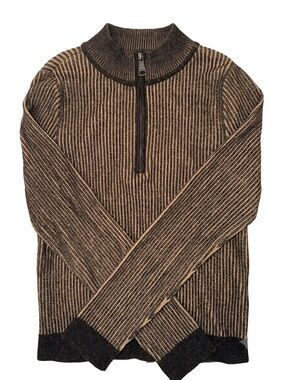 Women’s DKNY Brown/Black Ribbed Quarter-Zip Sweater